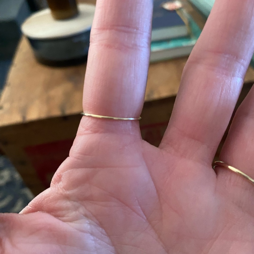 Catbird City Moon Gold Initial Ring - Picture 2 of 3